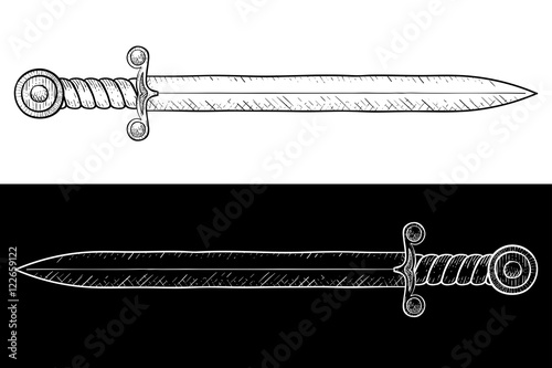 Sword. Hand drawn sketch
