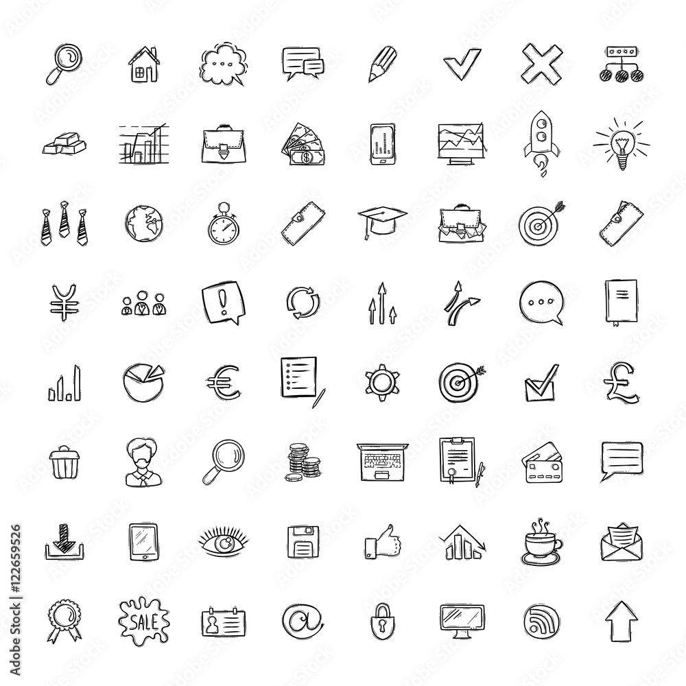 Universal Doodle Icons For Mobile and Web