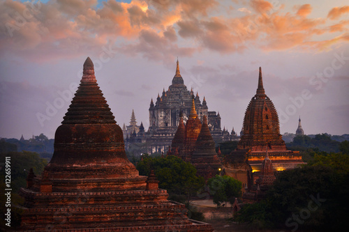 The Ancient temple in Bagan before sunrise , Myanmar