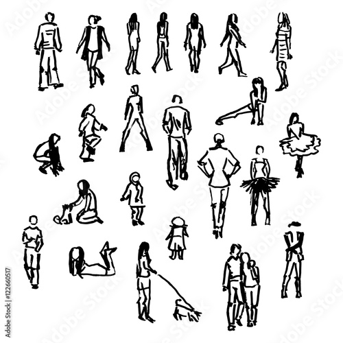Set of vector people silhouettes.