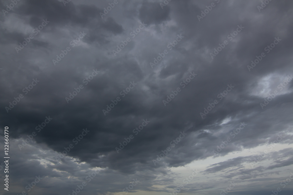 Heavy gray rain clouds in sky natural background