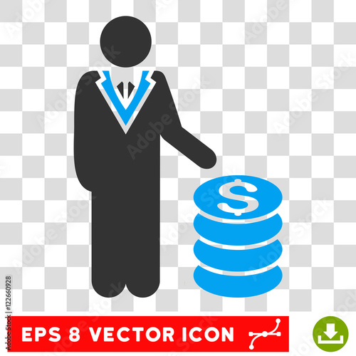 Businessman vector icon. Image style is a flat blue and gray pictogram symbol.