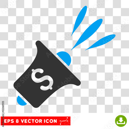 Financial News Rupor vector icon. Image style is a flat blue and gray icon symbol. photo