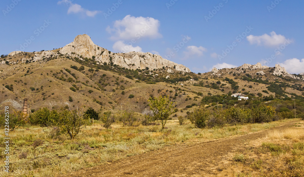 Ecological path between the mountains leading to the Kara-Dag.Crimea.