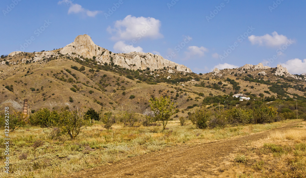 Ecological path between the mountains leading to the Kara-Dag.Crimea. Ecological path between the mountains leading to the Kara-Dag.Crimea.