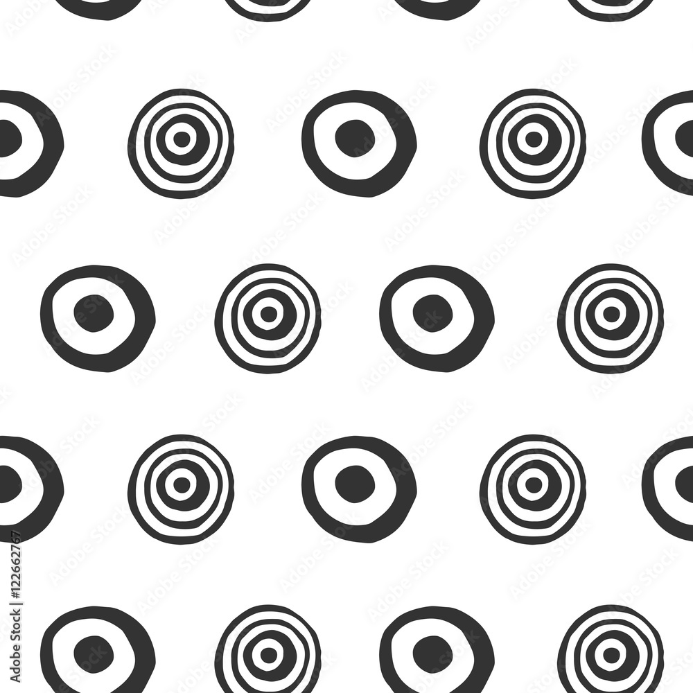 Seamless pattern with hand drawn circle shapes