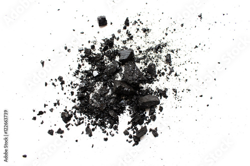 charcoal isolated on white background photo