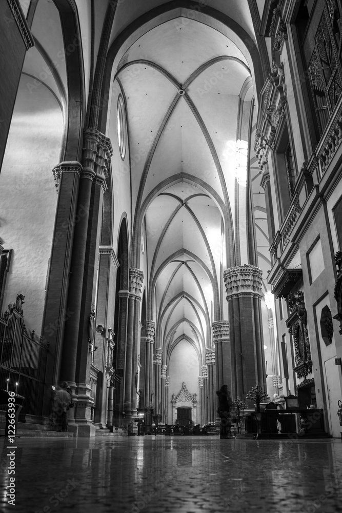 Interior of Basilica of San Petronio in Bologna, Italy