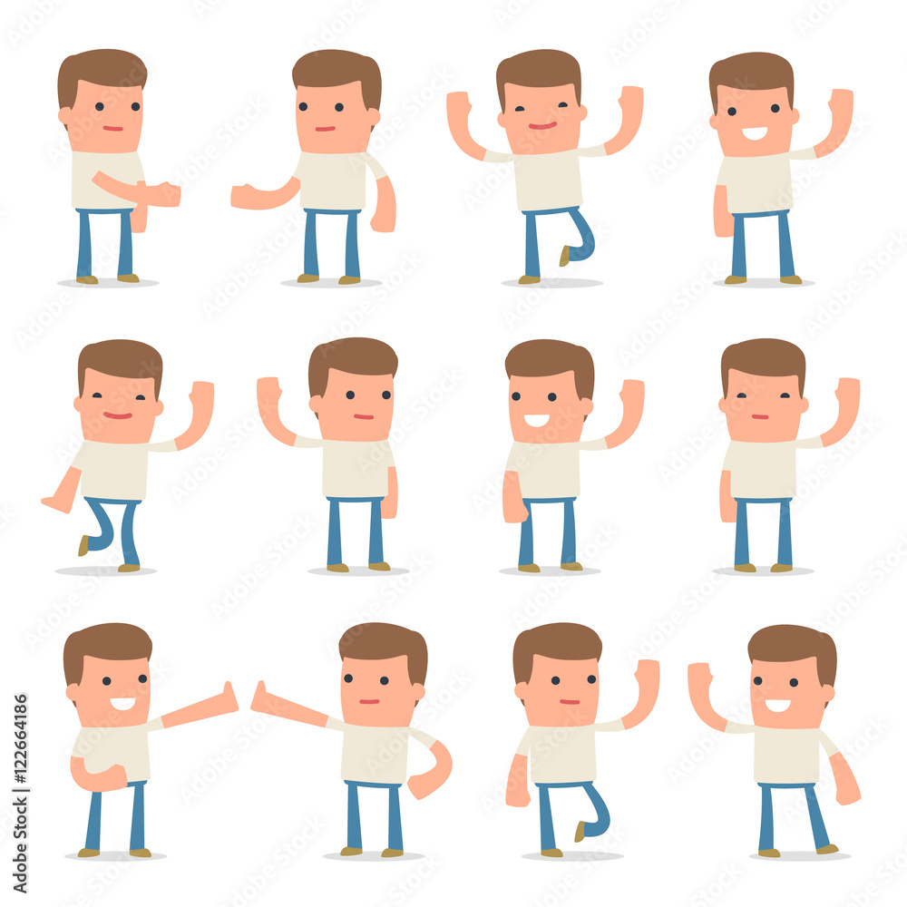 Set of Funny and Cheerful Character Customer welcomes poses Set of Funny and Cheerful Character Customer welcomes poses