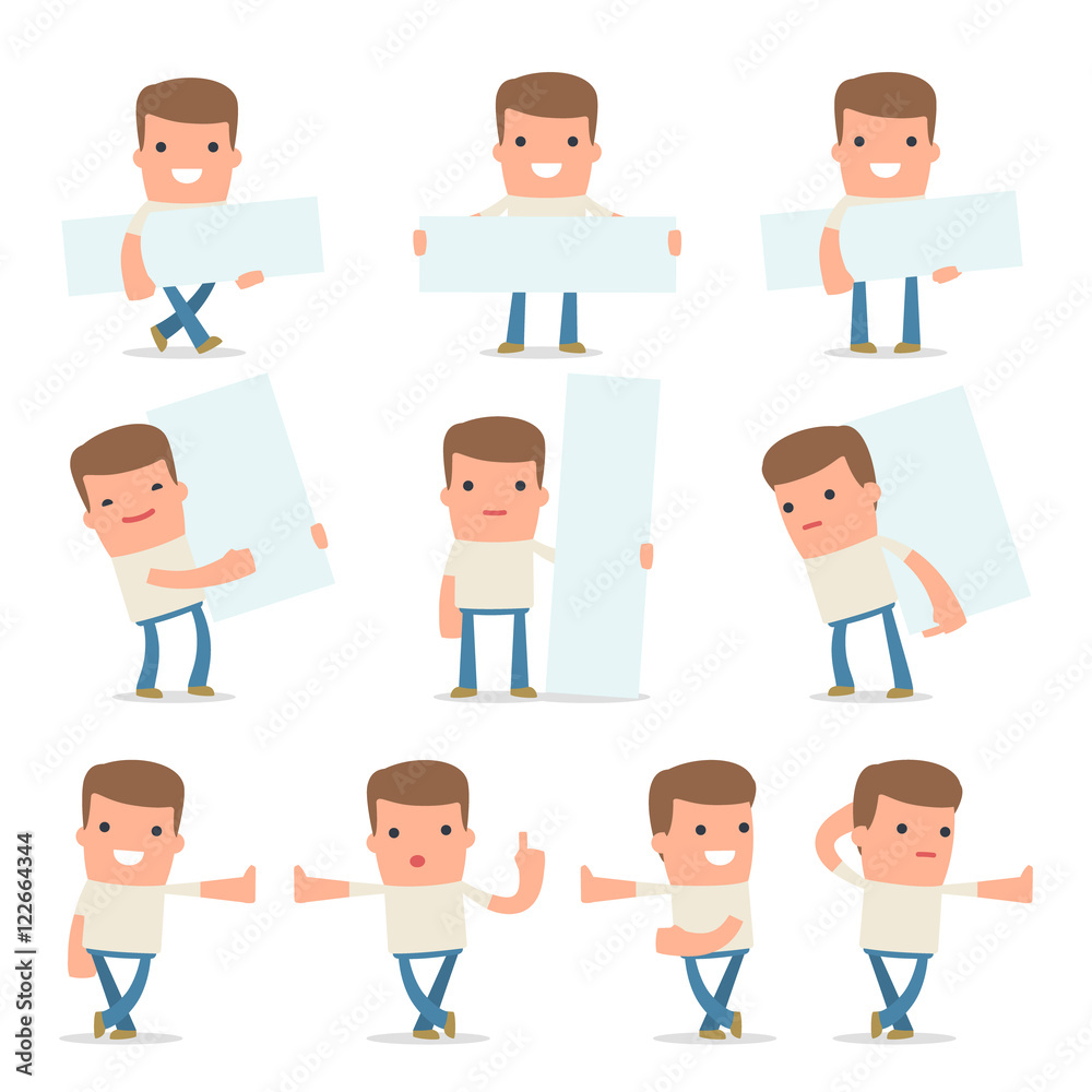 Set of Smart and Funny Character Customer leaned against the wal Set of Smart and Funny Character Customer leaned against the wal