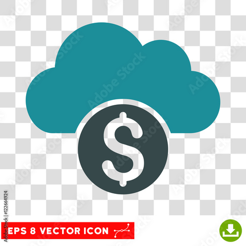 Cloud Banking vector icon. Image style is a flat soft blue pictograph symbol.