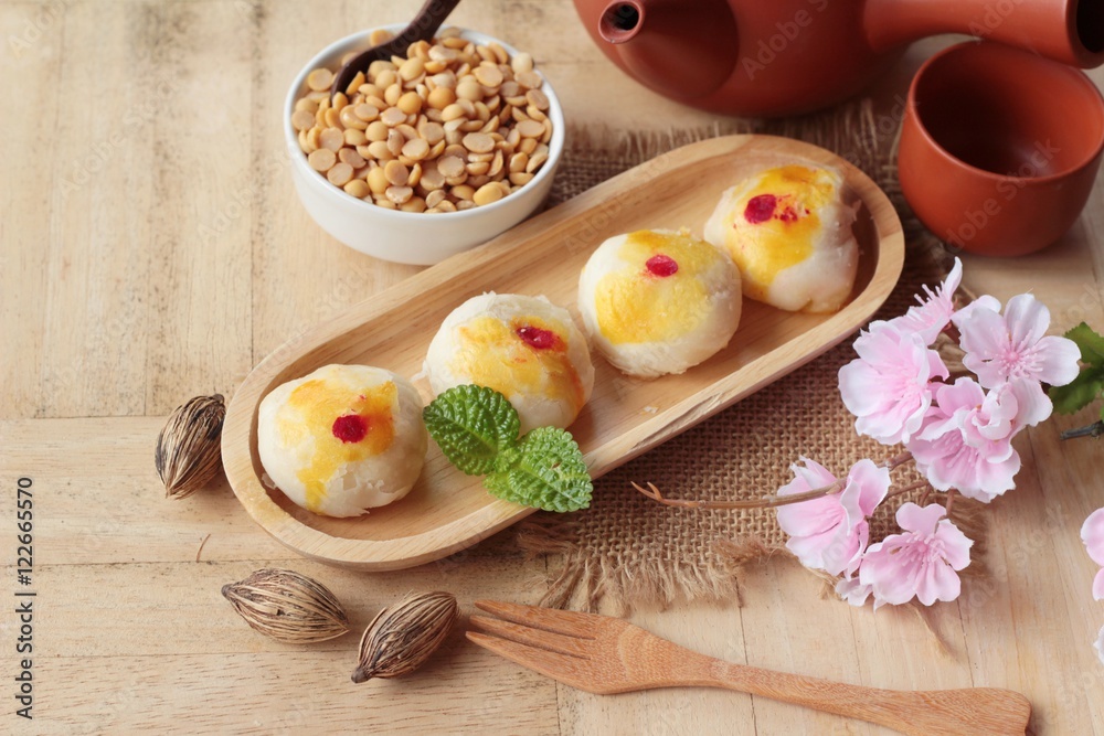 Festival moon cake - Chinese cake and tea. Festival moon cake - Chinese cake and tea.