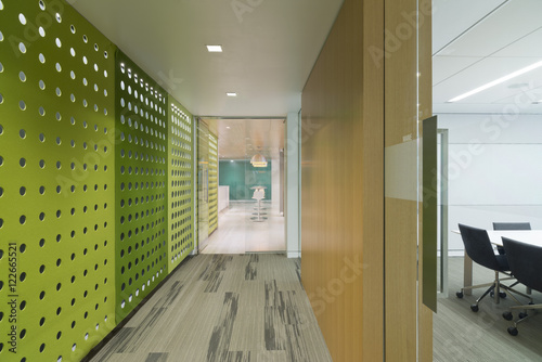 Wall panels in office corridor