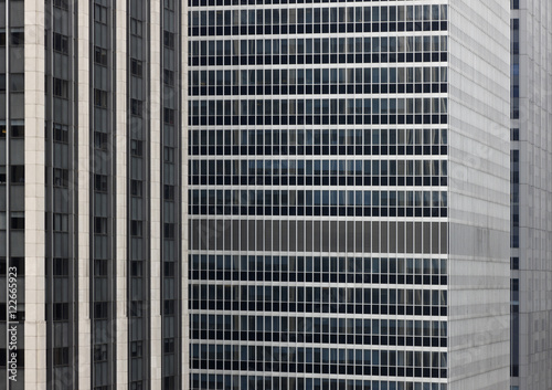 Exterior office block wall and windows, side view