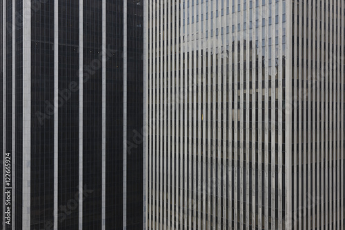Exterior office block wall and windows, side view