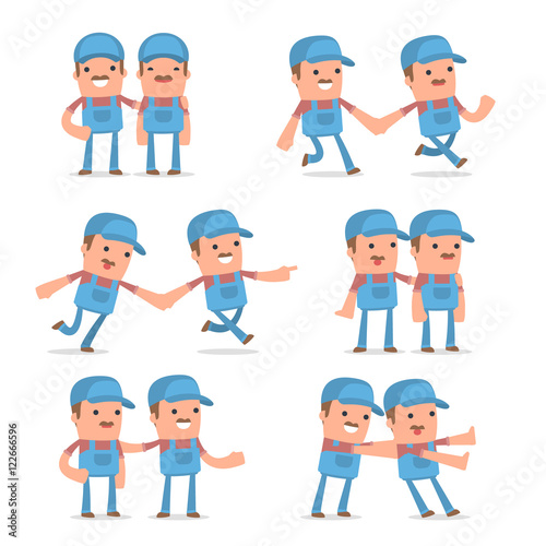 Set of  Good and Careful Character Technician in helps poses