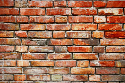 Red brick wall background weathered texture