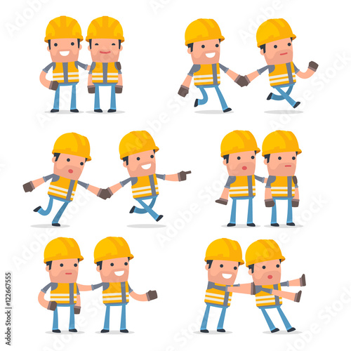 Set of  Good and Careful Character Incompetent Builder in helps