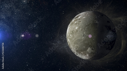 Solar system planet Ganymede on nebula background 3d rendering. photo