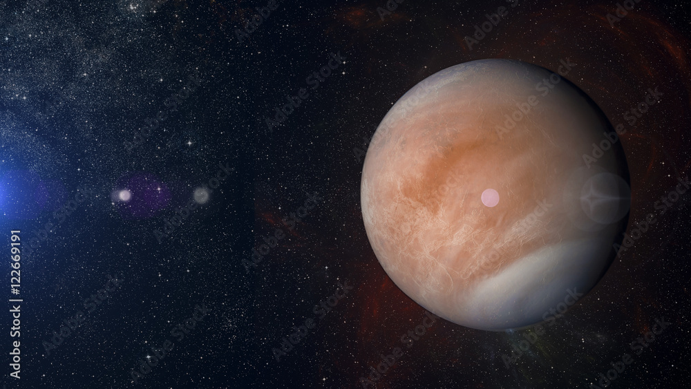 Naklejka premium Solar system planet Venus on nebula background 3d rendering.