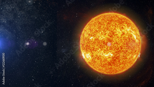 Fototapeta Naklejka Na Ścianę i Meble -  Sun on nebula background 3d rendering.