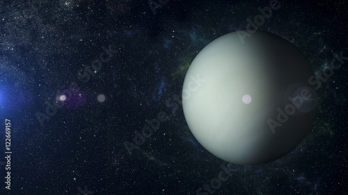 Solar system planet Uranus on nebula background 3d rendering.