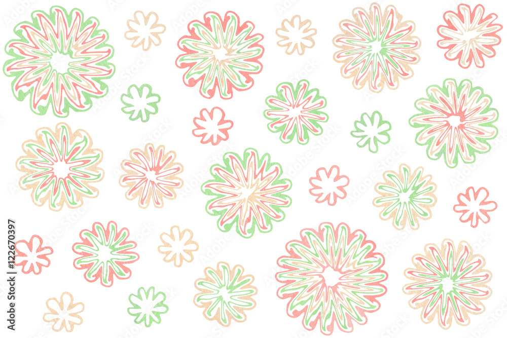 Watercolor abstract flowers on white background