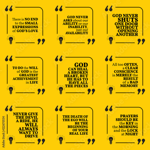 Set of motivational quotes about God, achievement, heart, consci