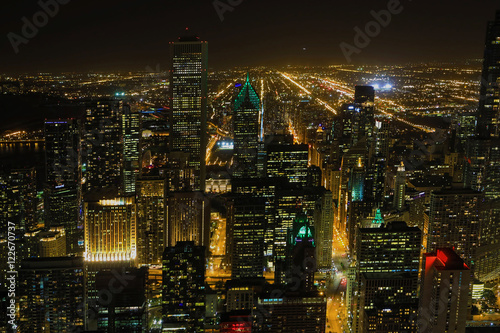 Chicago city center view at night