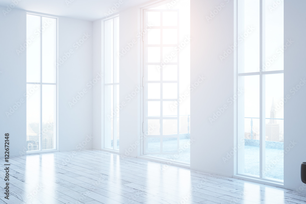 Fototapeta premium White interior with balcony
