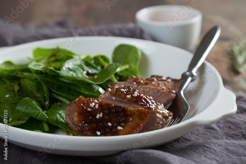 Roasted duck breast and spinach