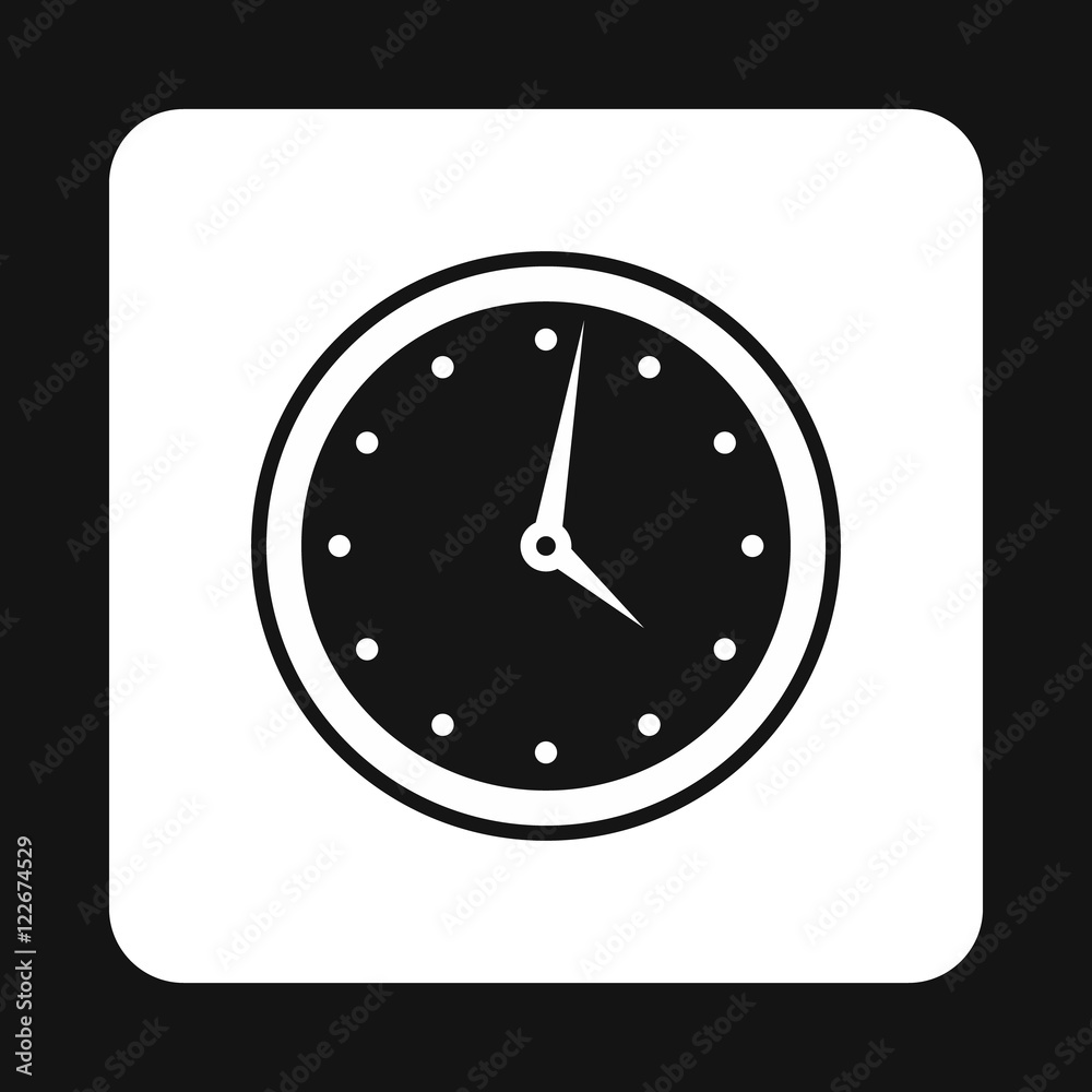Wall mounted round mechanical watch icon in simple style isolated on white background. Time symbol Wall mounted round mechanical watch icon in simple style isolated on white background. Time symbol