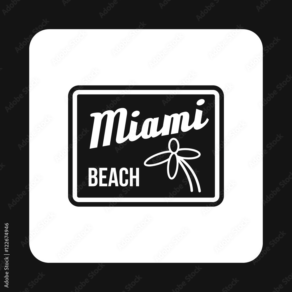 Road sign Miami beach icon in simple style isolated on white background. State symbol Road sign Miami beach icon in simple style isolated on white background. State symbol