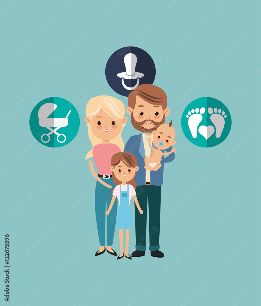 flat design traditional family image vector illustration