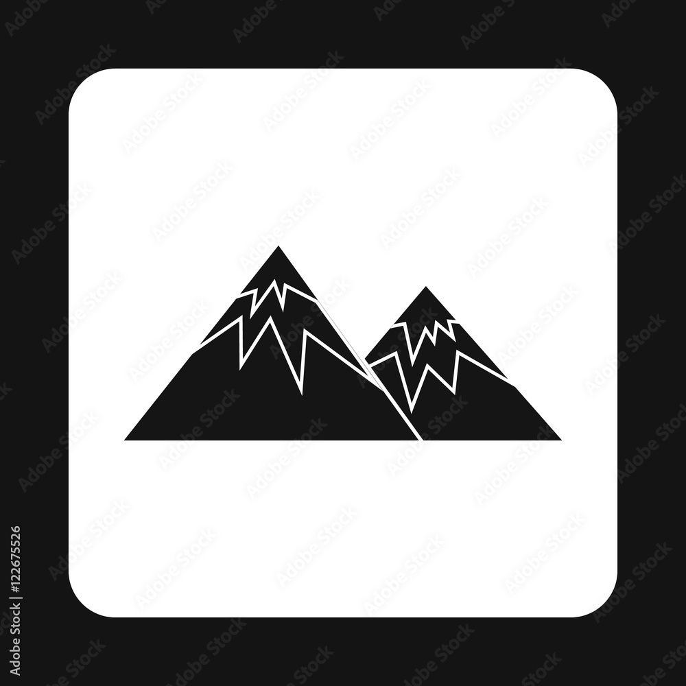 Winter mountains icon in simple style isolated on white background. Nature symbol Winter mountains icon in simple style isolated on white background. Nature symbol