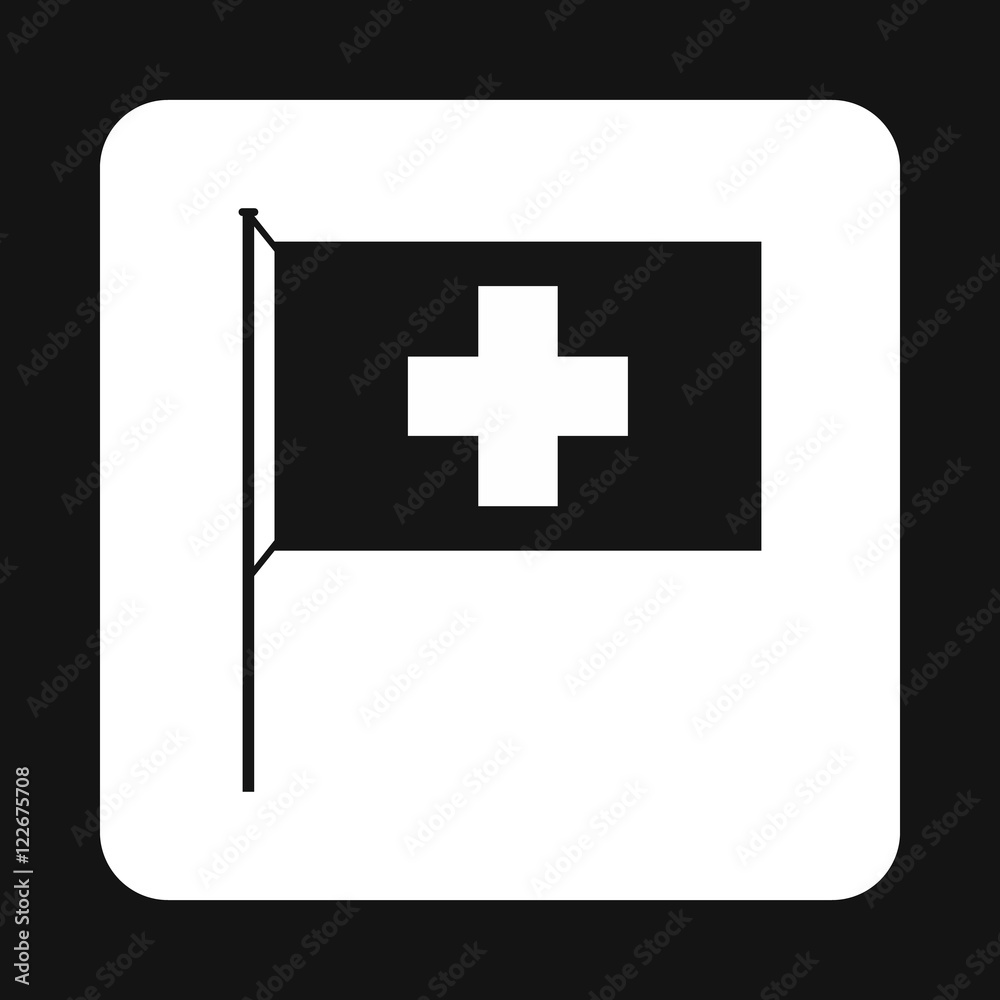 Flag of Switzerland icon in simple style isolated on white background. State symbol Flag of Switzerland icon in simple style isolated on white background. State symbol