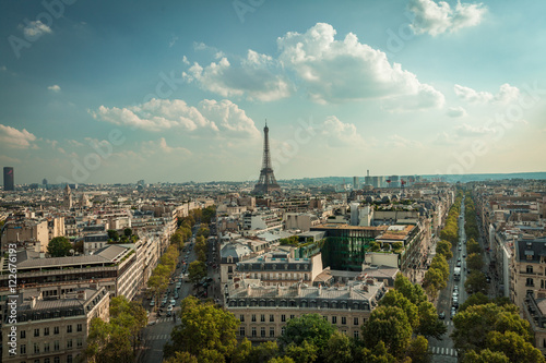 overlooking the street and the Eiffel Tower in Paris from the ar © edojob