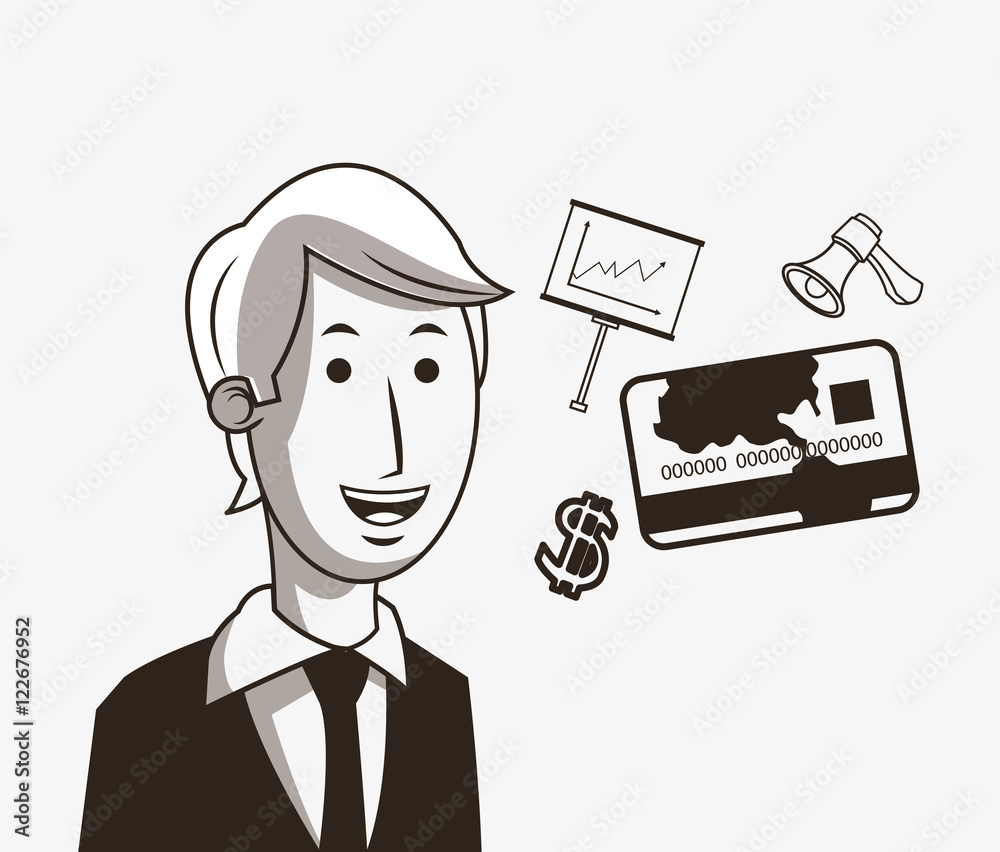 young businessman with economy related icons line design image vector illustration design young businessman with economy related icons line design image vector illustration design