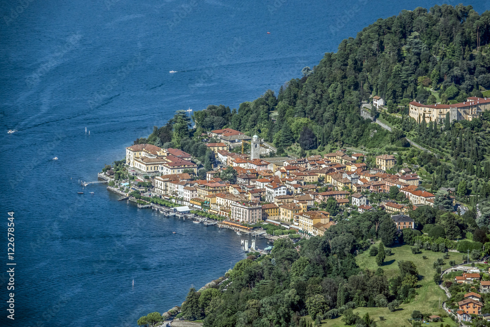 Panoramic view of the peninsula of Bellagio on Lake Como