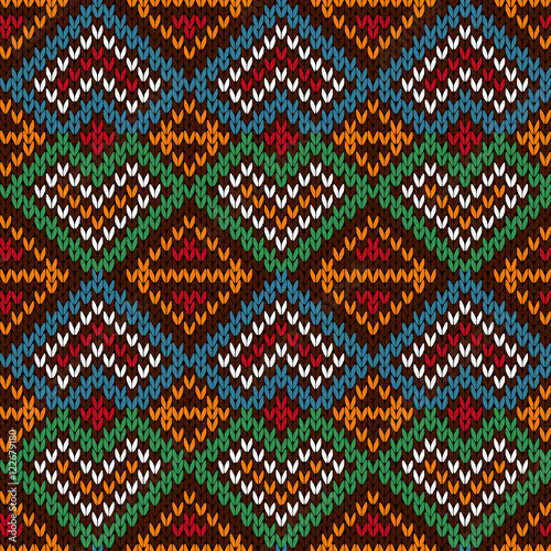 Ethnic knitting motley ornate seamless pattern