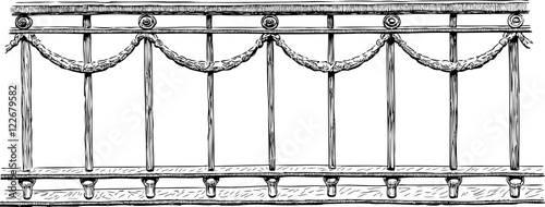 fragment of a decorative fence of a river bridge