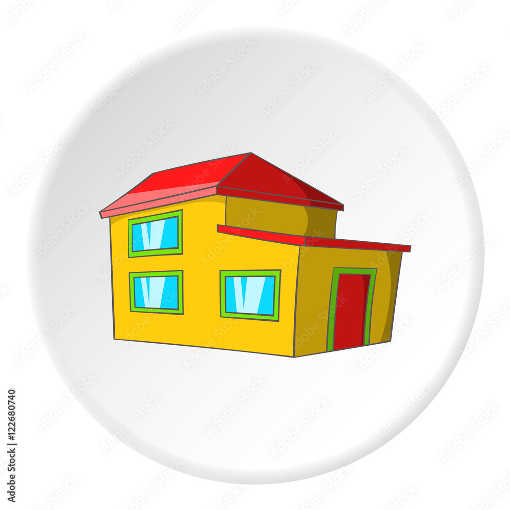 House icon in cartoon style isolated on white circle background. Building symbol vector illustration House icon in cartoon style isolated on white circle background. Building symbol vector illustration