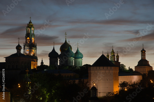 beautiful view of the monastery at night