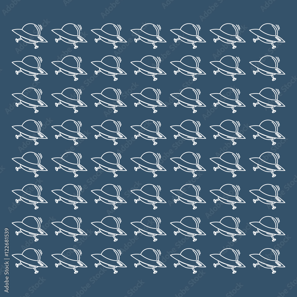 Flat Design Alien Space Shuttle Pattern Background Image Vector