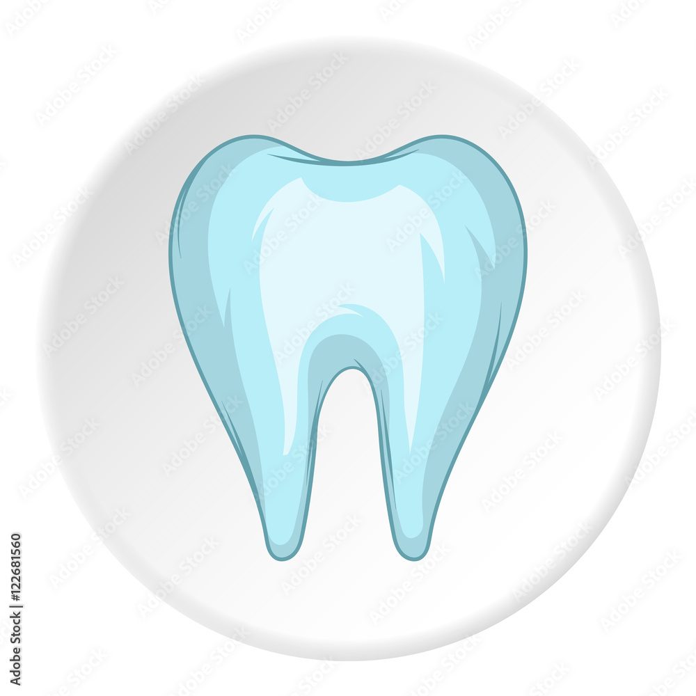 Tooth icon in cartoon style isolated on white circle background. Dentistry symbol vector illustration Tooth icon in cartoon style isolated on white circle background. Dentistry symbol vector illustration