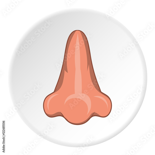 Nose icon in cartoon style isolated on white circle background. Human organs symbol vector illustration
