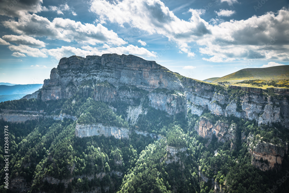 Pyrenees Mountains landscape - Anisclo Canyon in summer. Huesca,