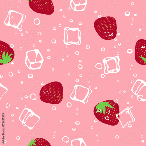 Ice and strawberry pink seamless vector pattern