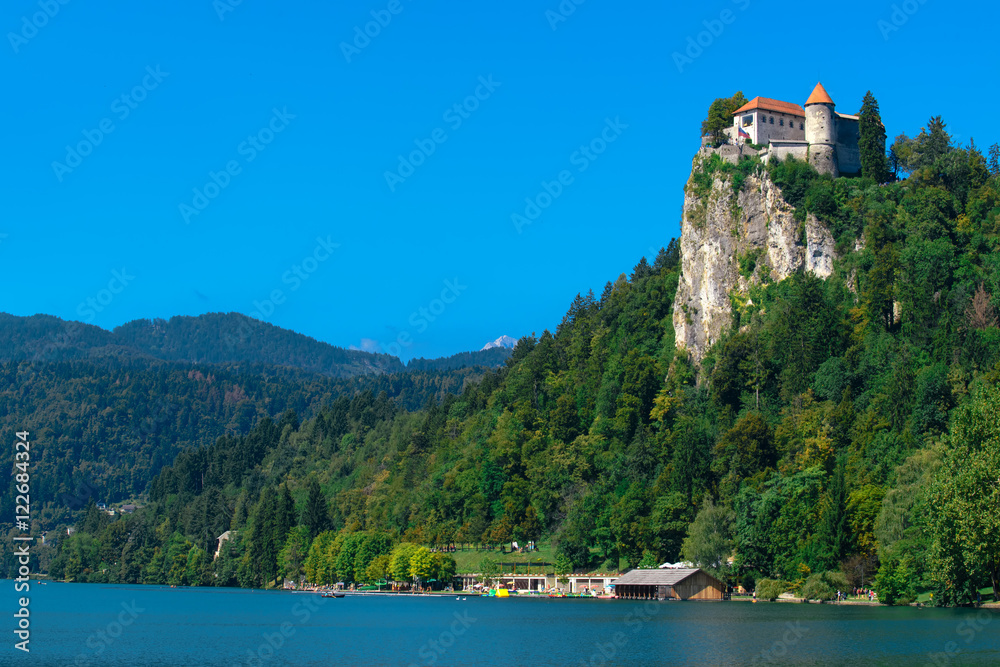 Old medieval castle above Bled lake in Slovenia Old medieval castle above Bled lake in Slovenia