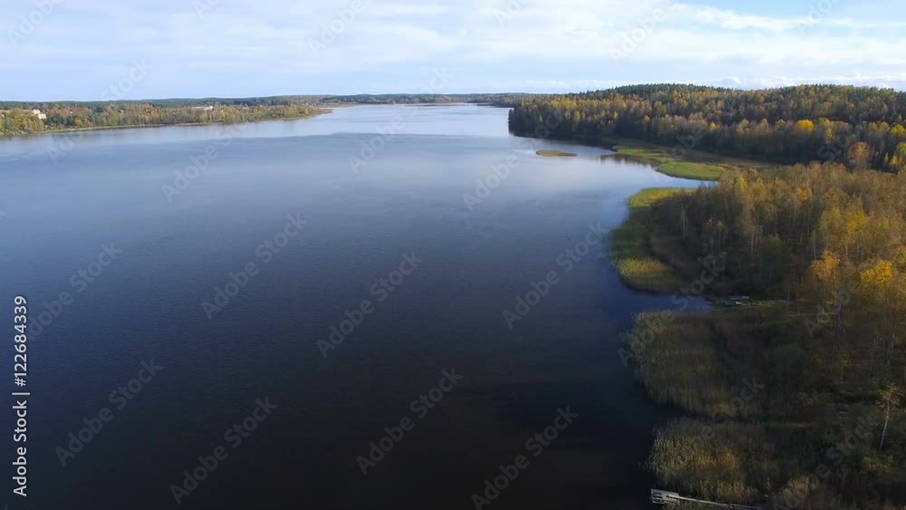 AERIAL:flight over the lake Vuoksa . AERIAL:flight over the lake Vuoksa .